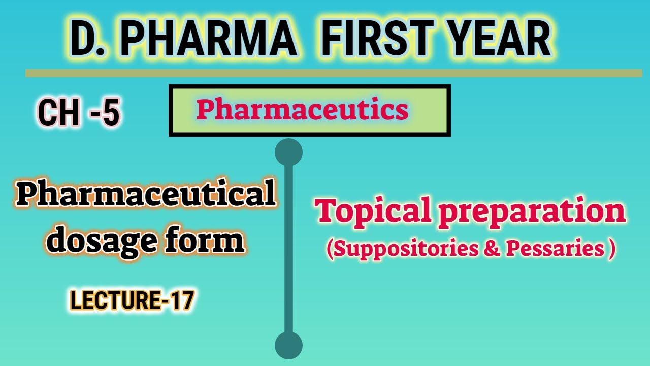 Suppositories | Pessaries | CH-5 | L-17 | Pharmaceutics | D.Pharm first year