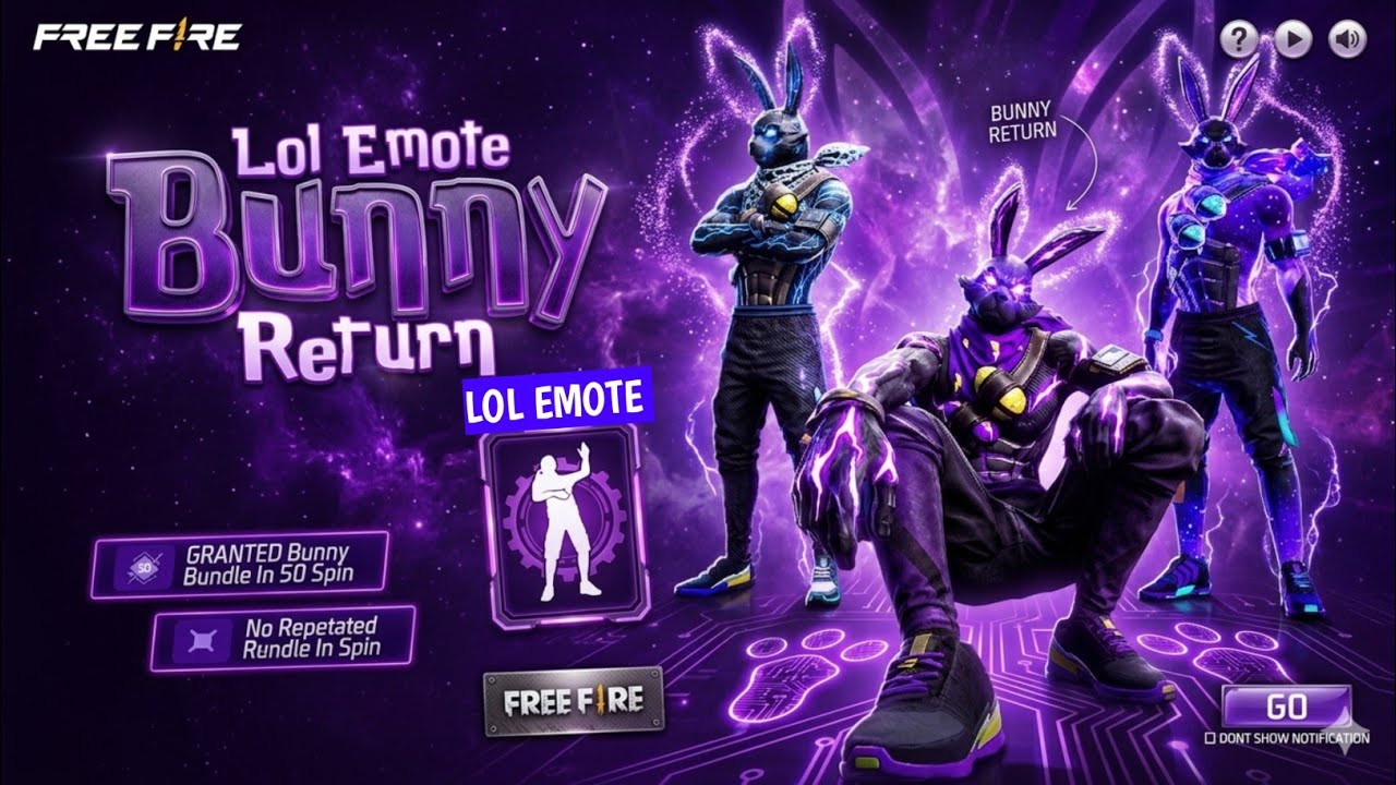 LOL EMOTE & BUNNY BUNDLE RETURN CONFORM FREE FIRE || FREE FIRE NEW EVENT || LOL EMOTE RETURN FF