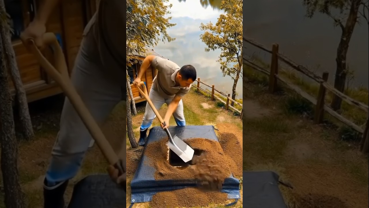 Lakeside Cabin Backyard Underground Bunker Timelapse#LakesideCabin #BunkerTimelapse #Underground