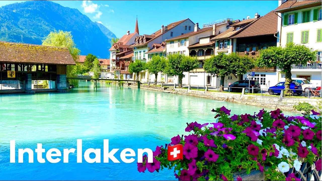 Summer in Interlaken 🏞| Switzerland 🇨🇭 | Walking Tour |  the City between Lakes and Mountains|