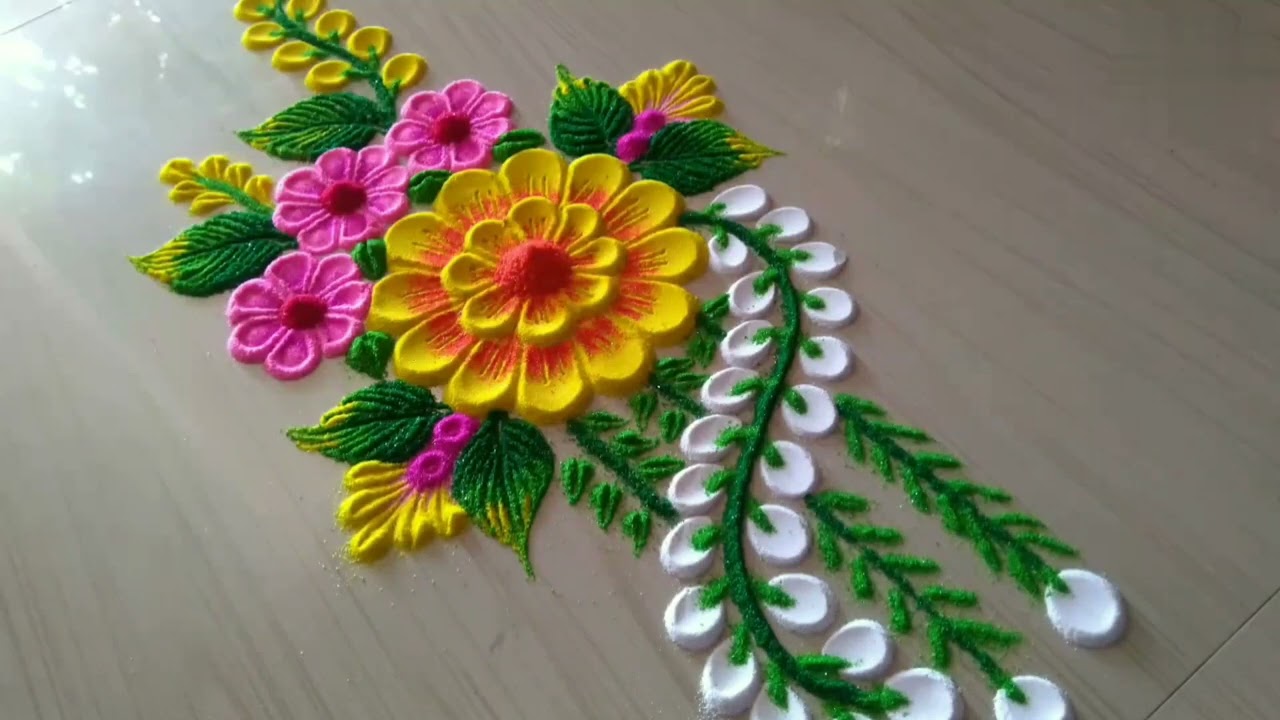 Beautiful and attractive rangoli design | flowers rangoli design |Rangoli for beginners | Rangolis |