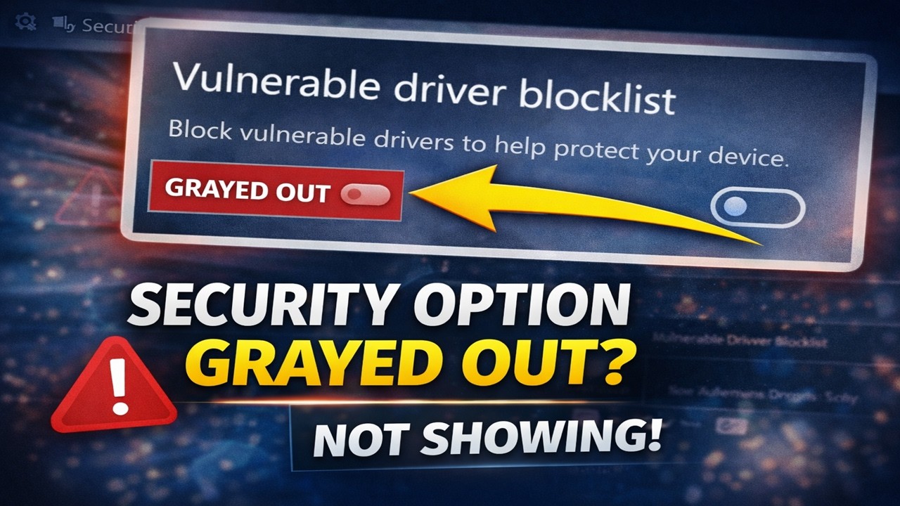Fix Microsoft Vulnerable Driver Blocklist Grayed Out / Not Showing (Windows 11 & 10)
