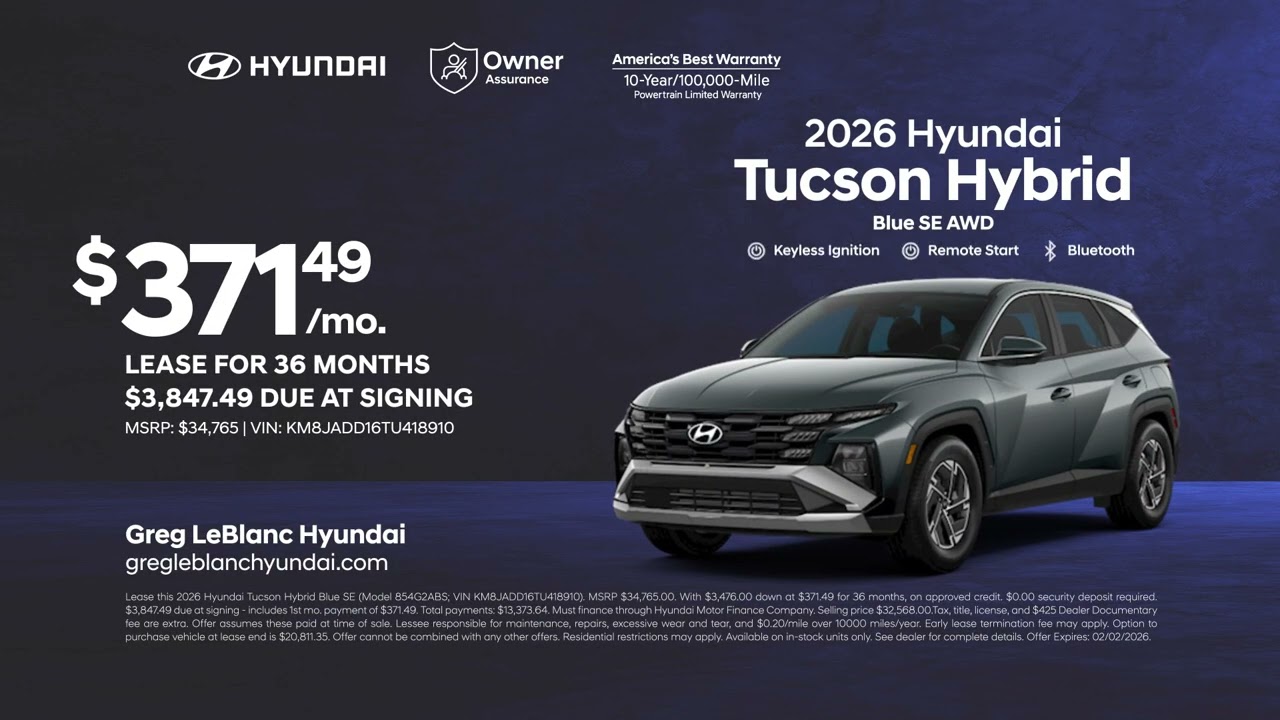 Hyundai Tucson Hybrid 01/30/2026 6847289