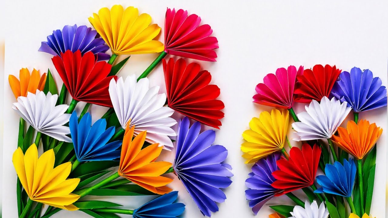 3D Beautiful Paper Flower Making | Home Decor | Paper Crafts For School | Easy Flowers