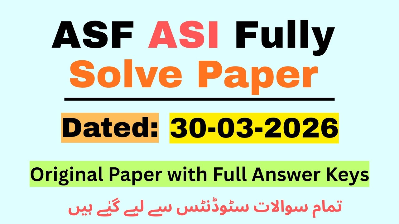 ASF ASI Today Paper | ASF ASI original solve paper | ASI ASF answer keys