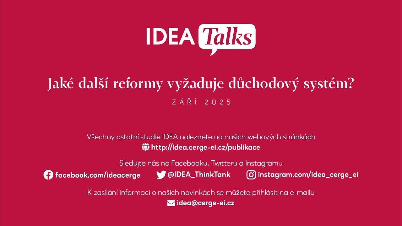 IDEA Talks 53. díl: Jaké další reformy vyžaduje důchodový systém? (Filip Pertold)