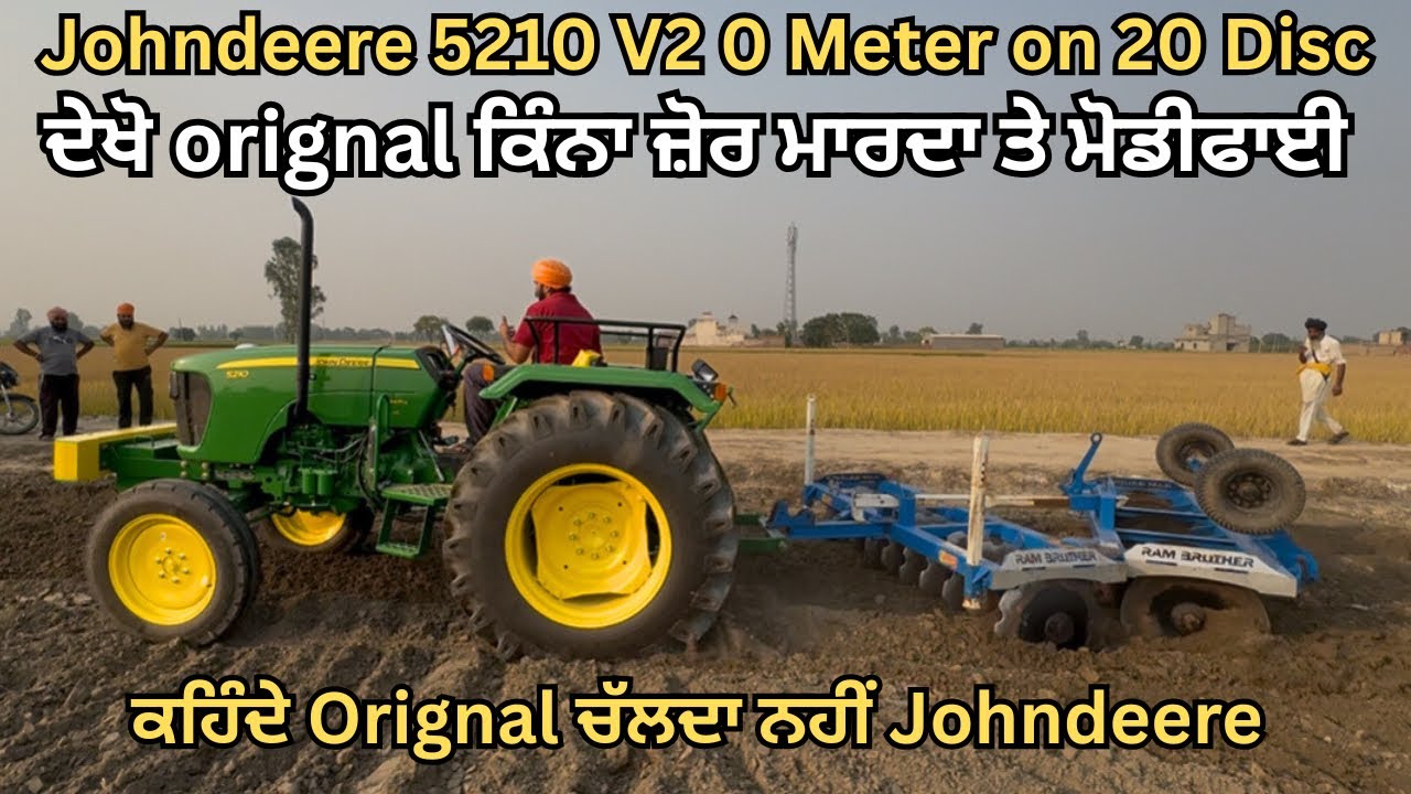 Johndeere 5210 V2 0 Meter Original Performance on 20 Disc Harrow See the caterpillar taking gear