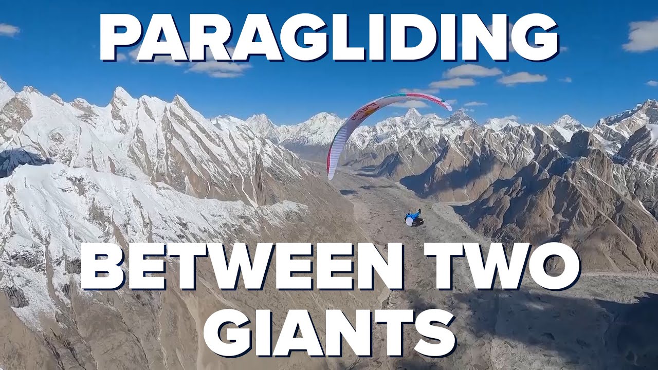 Paragliding Between Two Giants