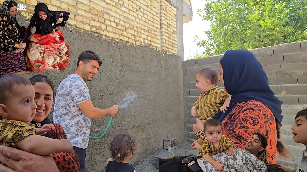 🏡💖 Rural Life Challenges | Narges Visits Her Sick Aunt & We Start Cement Plastering! 🧱✨Title 2