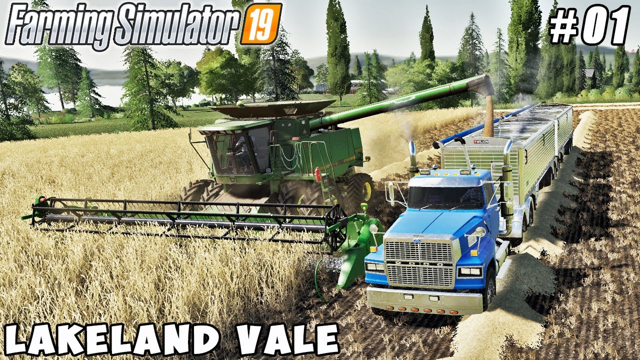 Harvesting wheat, baling straw | Lakeland Vale 2 | Farming simulator 19 | Timelapse #01