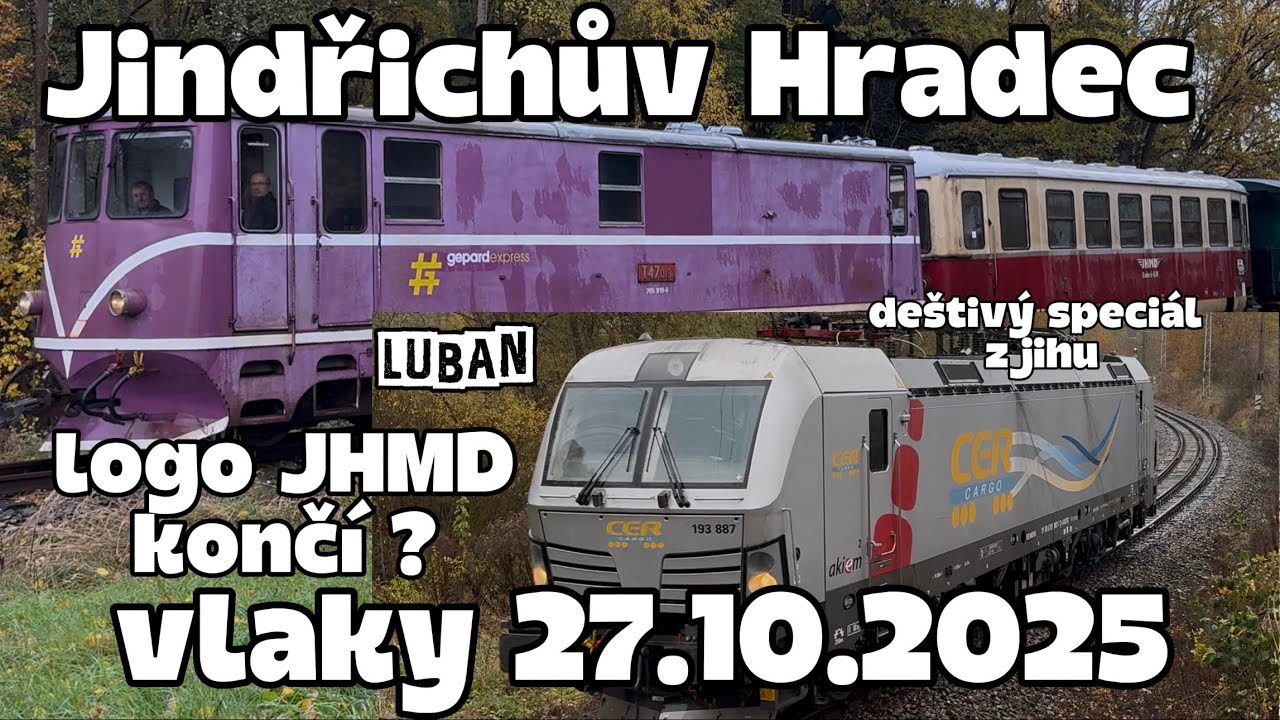 vlaky Jindřichův Hradec 27.10.2025 , úzkokolejka opět v provozu , název JHMD končí ? Luban v Hradci 