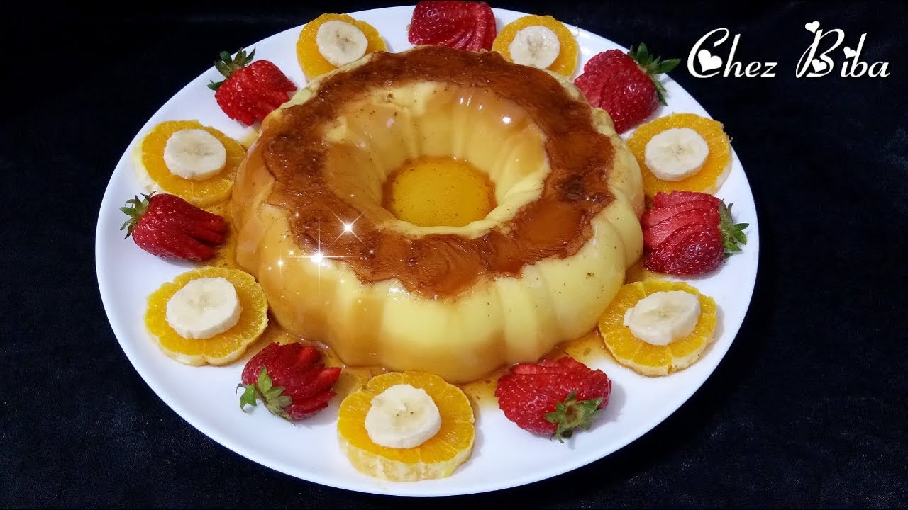 فلان كراميل راقي بحجم عائلي بدون فرن وبدون بيض 🍮  Flan caramel