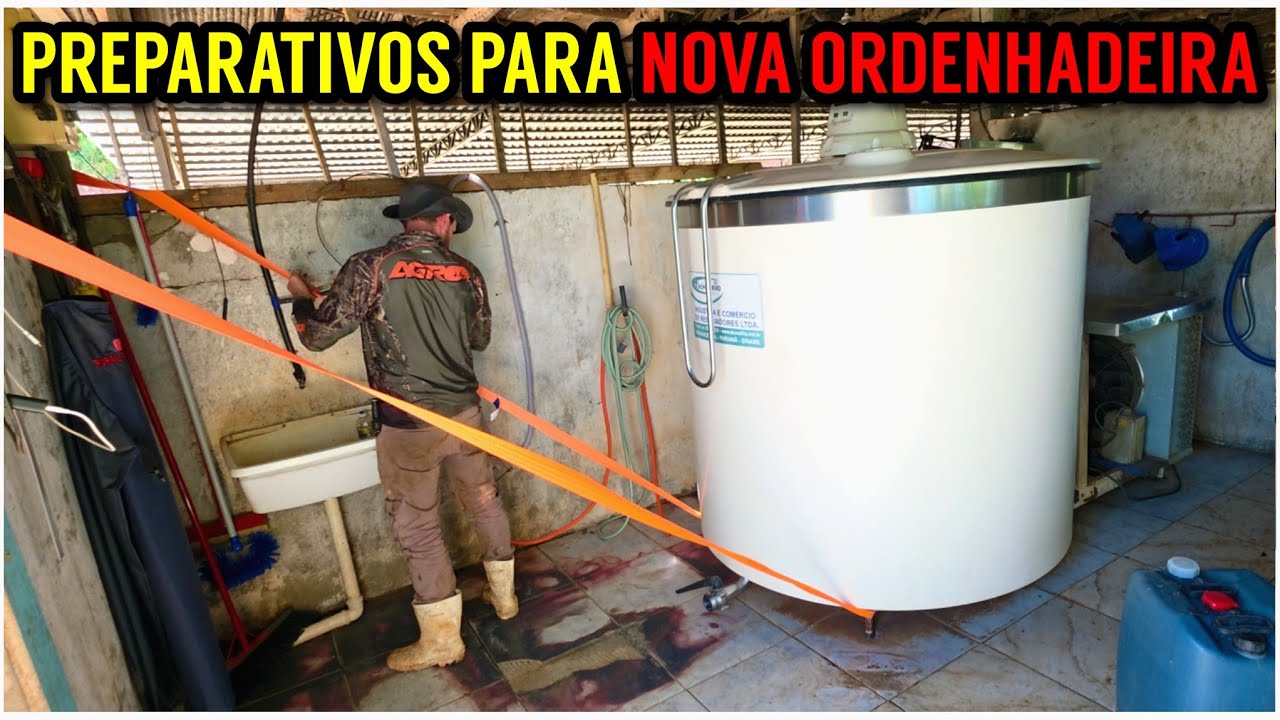 Arastando o resfriador e DERRUBANDO UMA PAREDE (Instala&ccedil;&atilde;o da ordenhadeira nova)