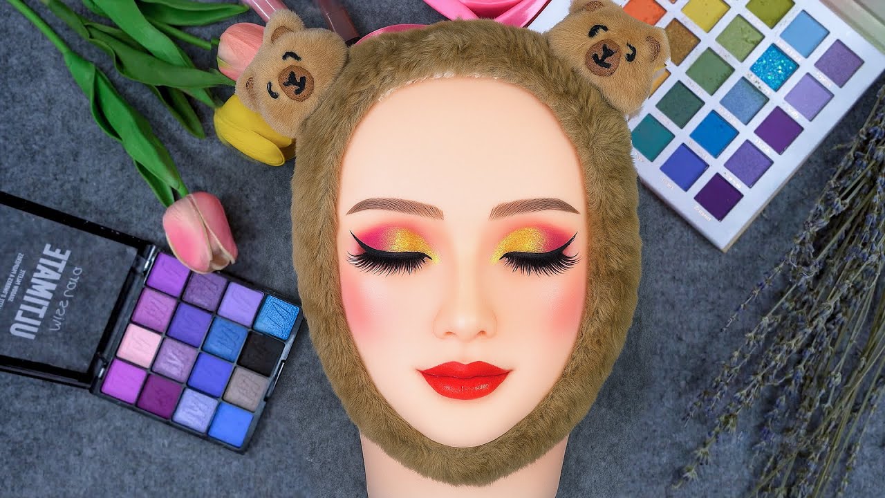 ASMR Fake Makeup on Mannequin 🎭 (No Talking) | ASMR Harley Quinn Makeup 💋 🎀 Satisfying Video