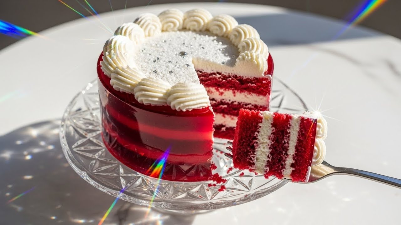 Royal Red Glass Velvet Cake: Deep Crimson ASMR 🎂❤️ | 4K Ultra HD