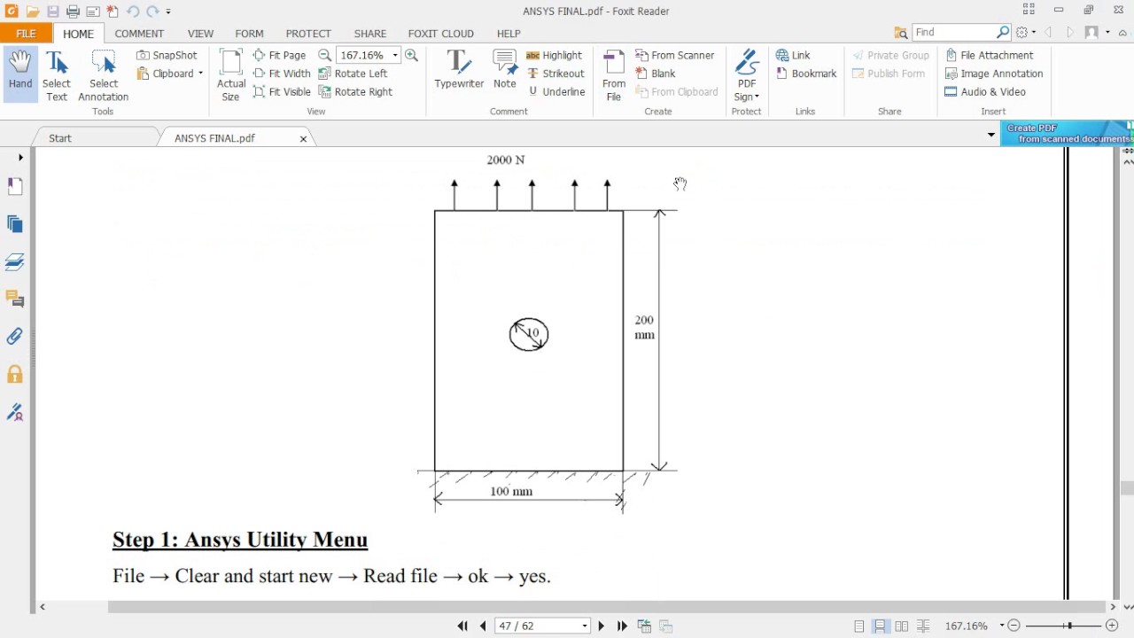 Ansys 2D problem 20 RECTANGLE WITH HOLE as per vtu syllabus from ANSYS lab.