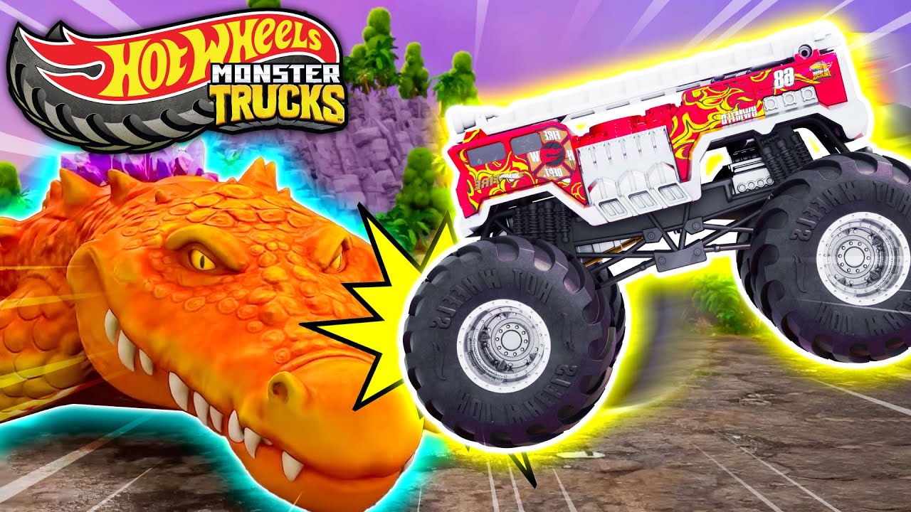 Hot Wheels Monster Trucks | ¡Skelesaurus Consigue el Cristal de Poder!