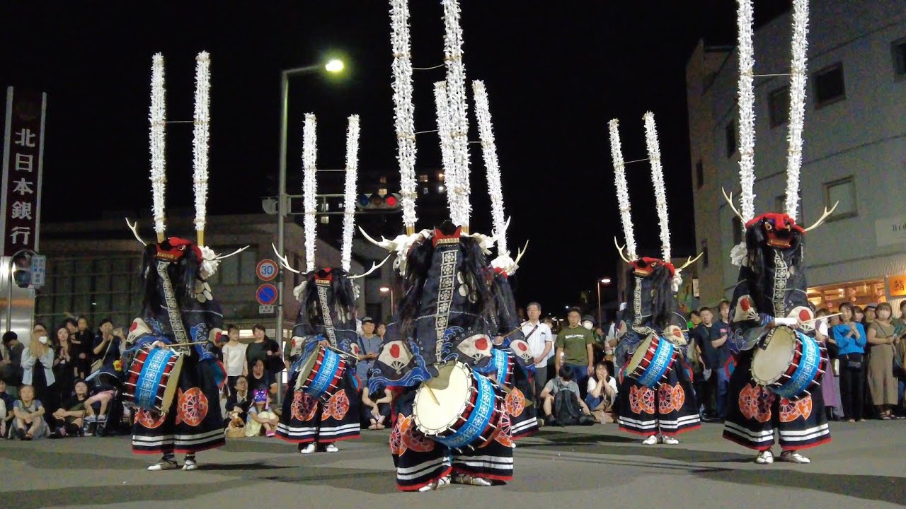 【4K】岩手 花巻まつり 群舞かがり火鹿踊 南部流成島鹿踊保存会