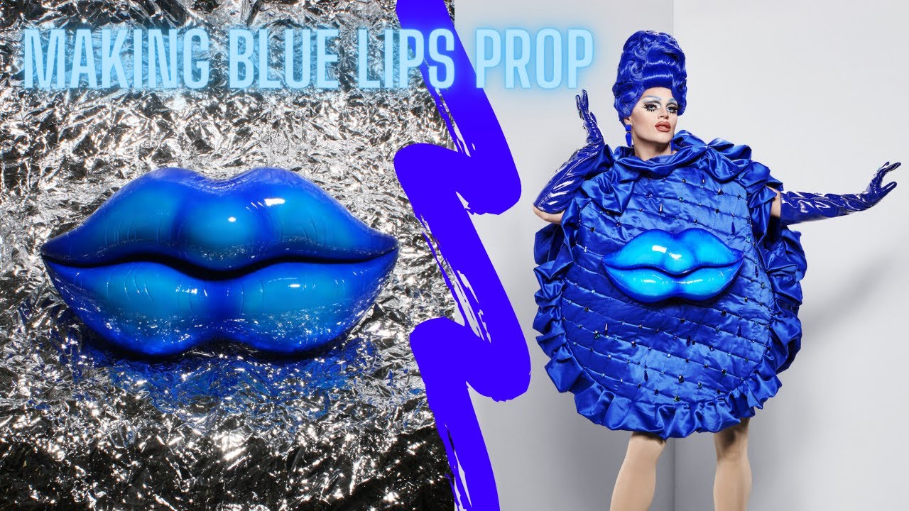 Foam blue lips prop for drag queen Sister Sister Drag Race UK season 2