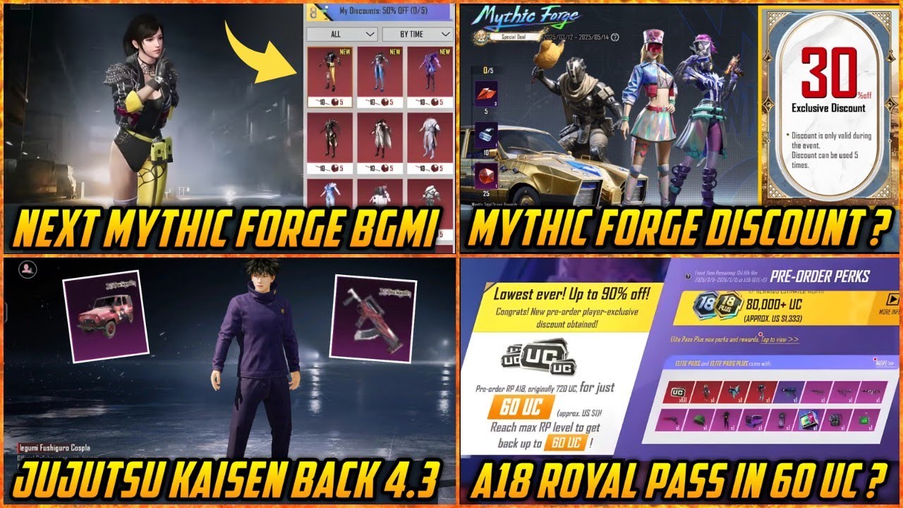 🔴 JUJUTSU KAISEN Back in 4.3 Update BGMI | Next Mythic Forge Confirm Rewards | Royal Pass in 60 UC ?