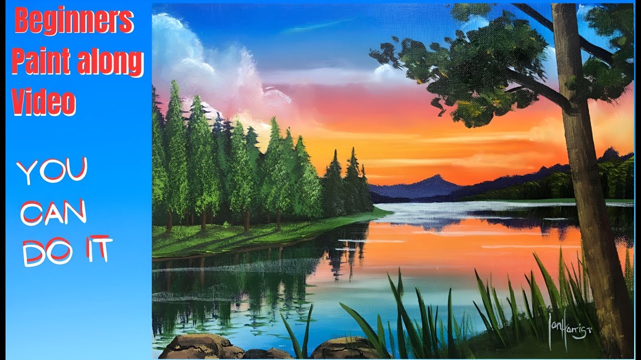 Acrylic sunset over water #590