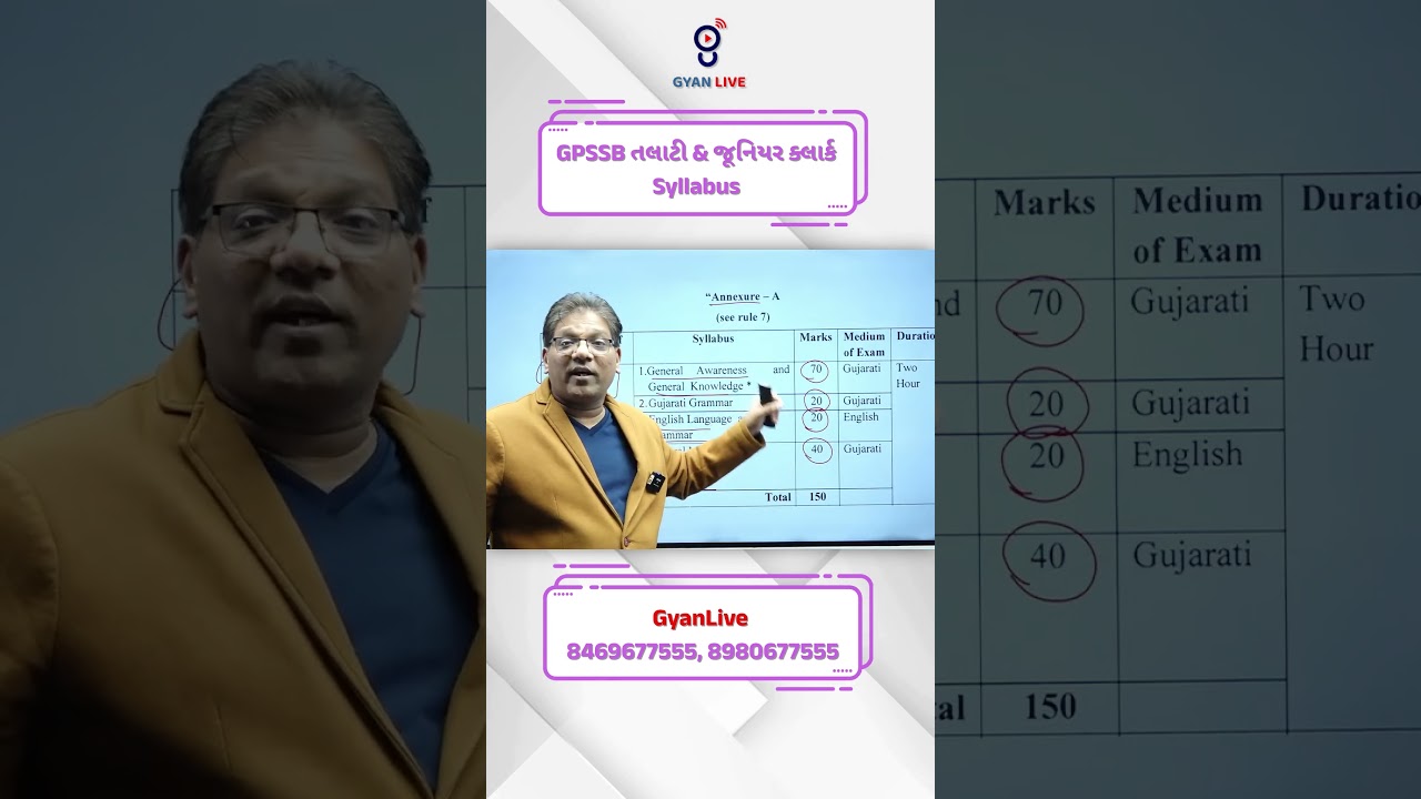 GPSSB તલાટી & જૂનિયર ક્લાર્ક Syllabus #gyanlive #gpssb #talati #revenuetalati2025 #viralshorts