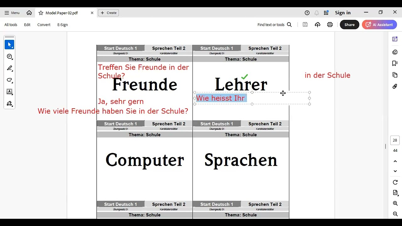 German A1 Sprechen Teil 02 and Teil 03 I A1 Speaking Exam