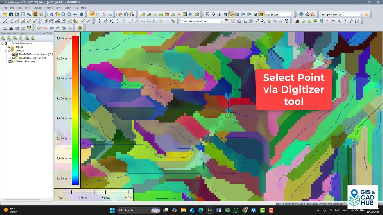 WATERSHED DELINEATION IN GLOBAL MAPPER