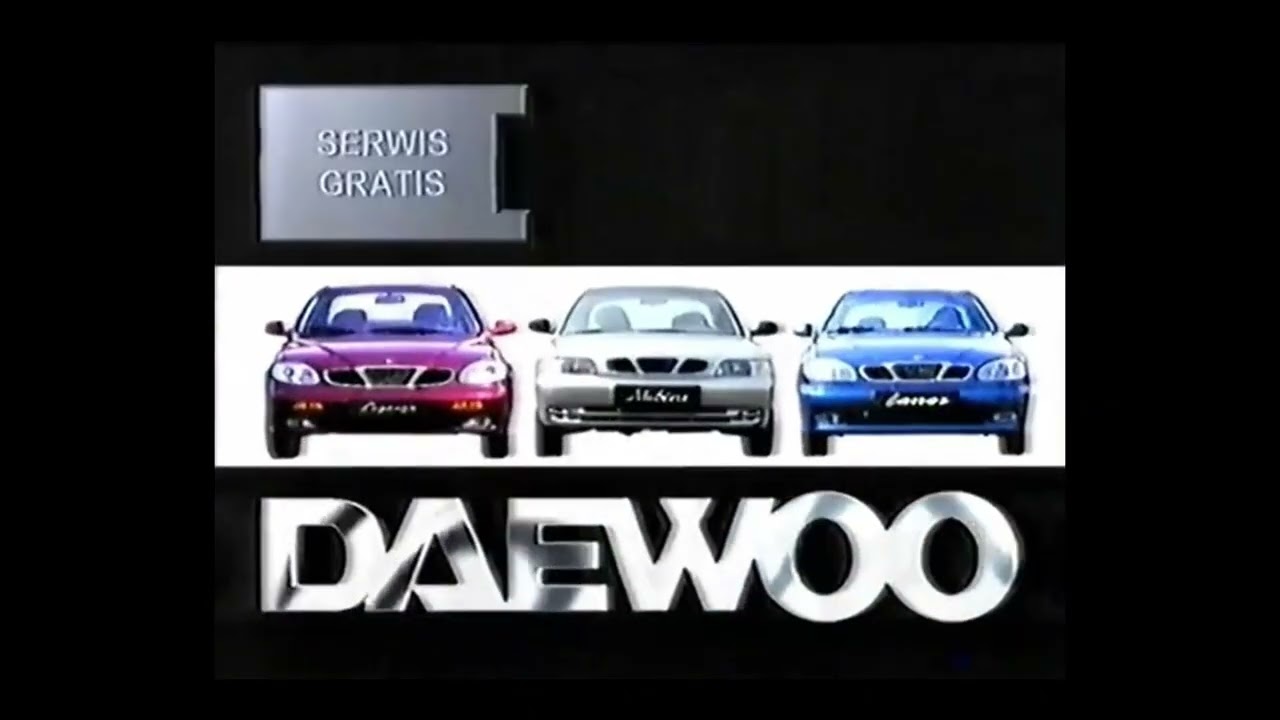 Reklama Daewoo Lanos, Nubira i Leganza 3 lata Bezpłatnego Serwisu 1998 Polska- ARP