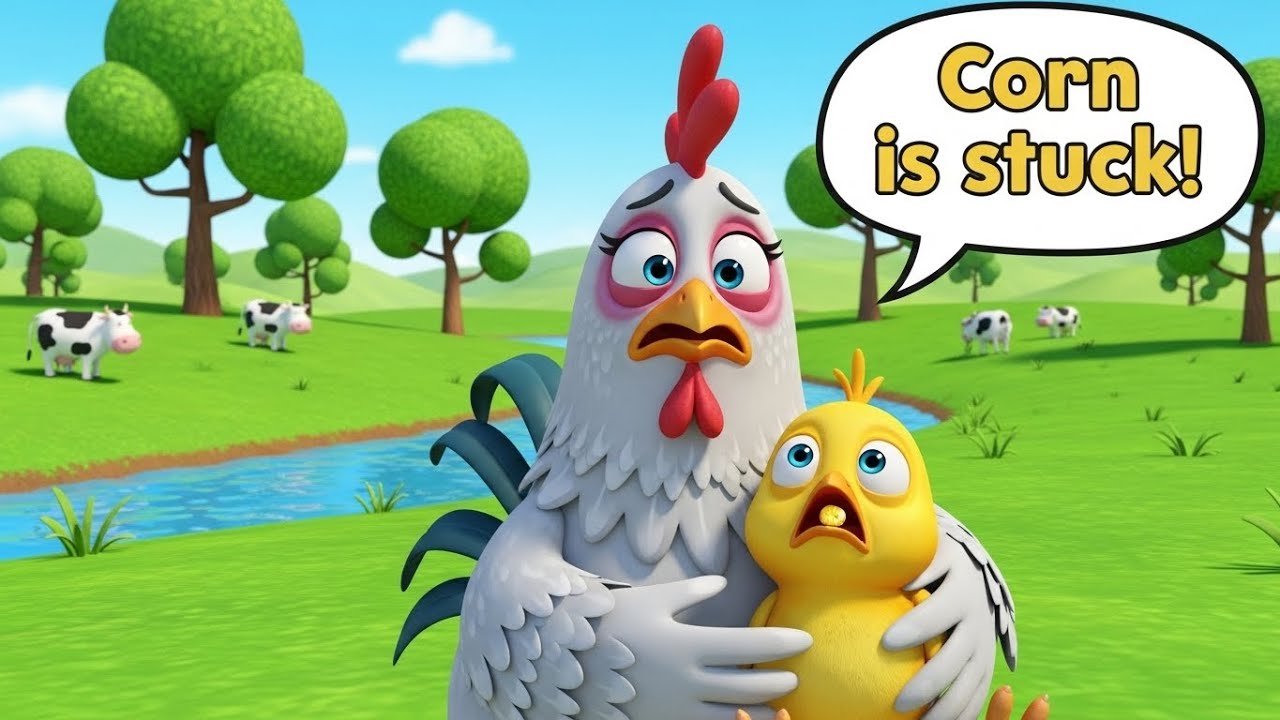 मक्का गले में फँस गया! मम्मी मुर्गी ने बचाई जान –3D Kids Story
