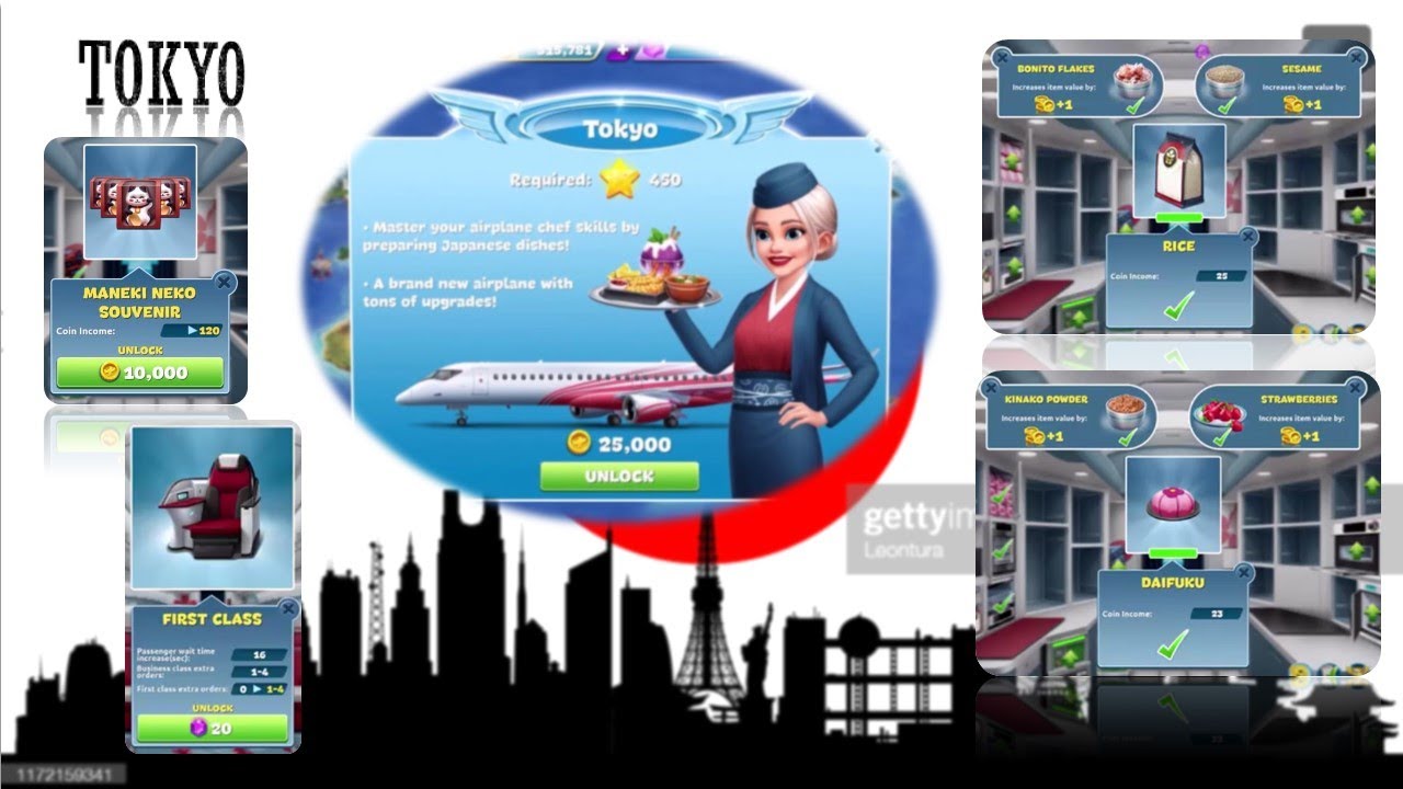 【Airplane Chefs】🛬Tokyo : LEVEL 1-5 (Current Cost + TASKS) 🍙