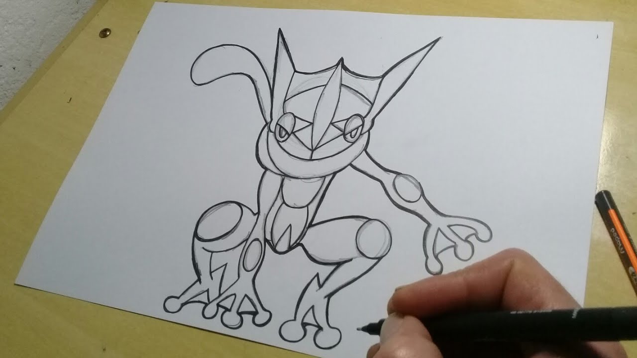 TUTORIAL COMO DESENHAR o #POKEMON GRENINJA passo a passo