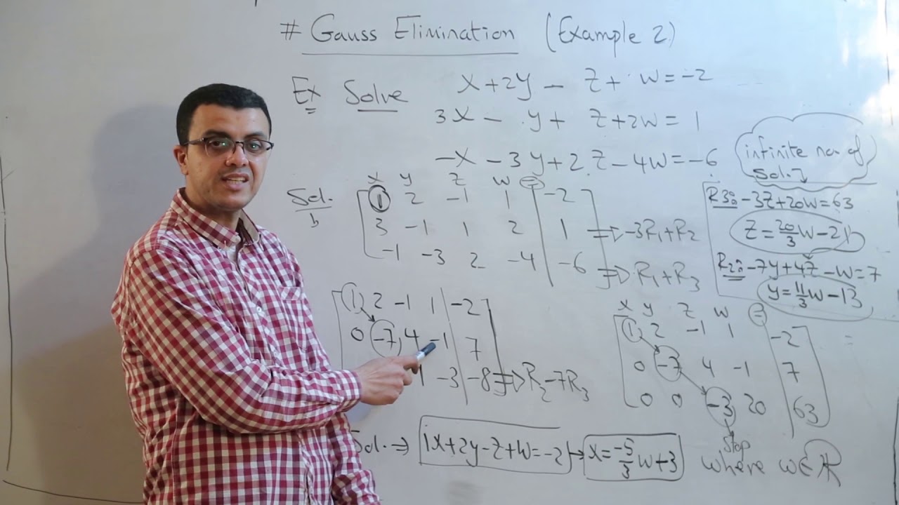 gauss elimination (linear system) example2 شرح