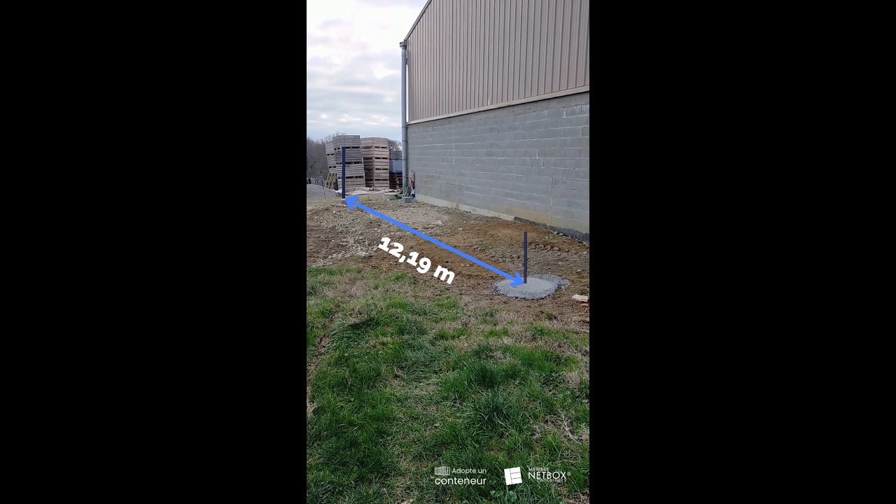 How do you install concrete blocks to mount a 40-foot shipping container?