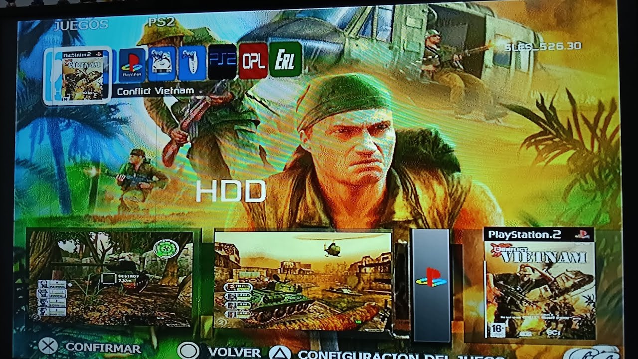 Programación disco duro interno ps2 con juegos al gusto probando conflicto en Vietnam 