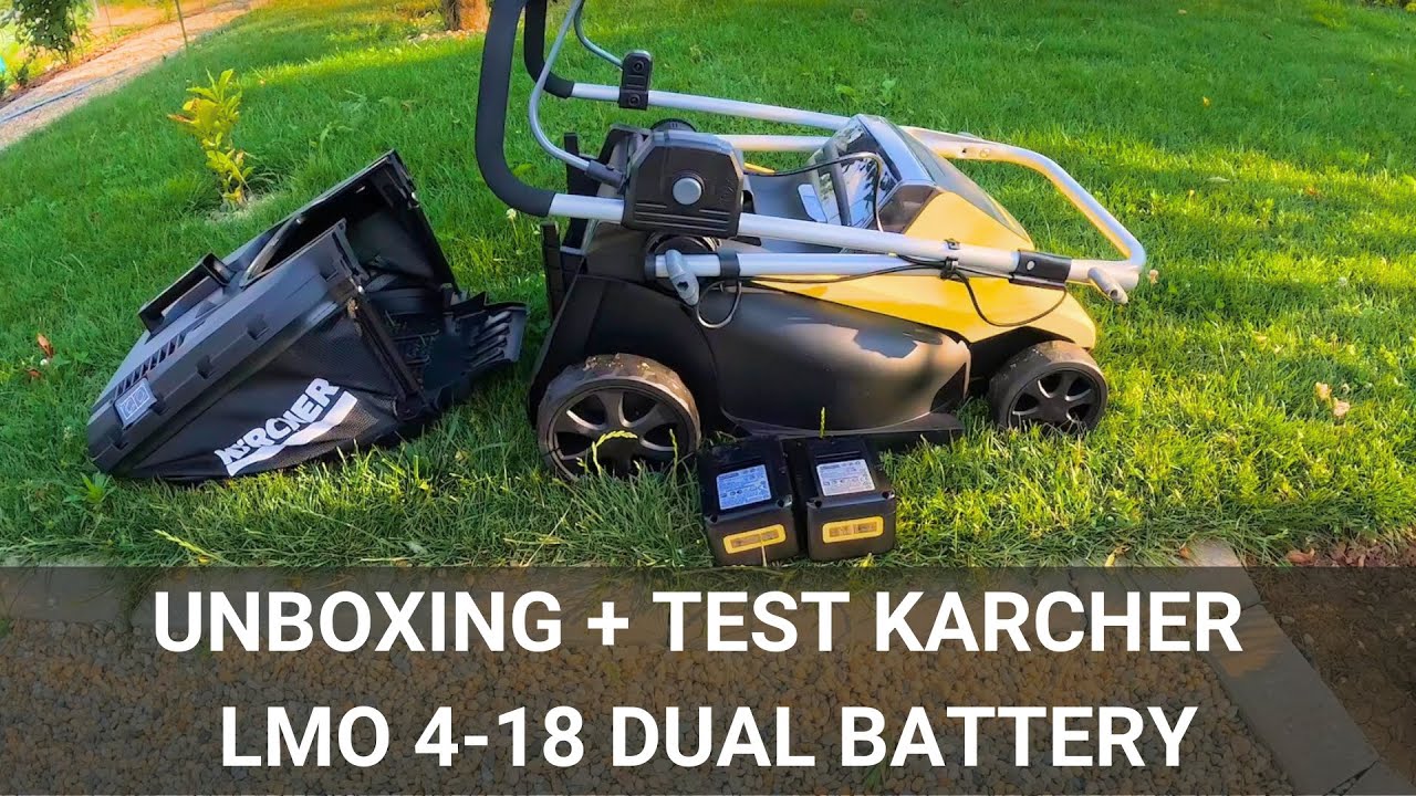 Unboxing + Test mașină electrică de tuns gazonul cu acumulatori Karcher LMO 4-18 Dual Battery 🌱