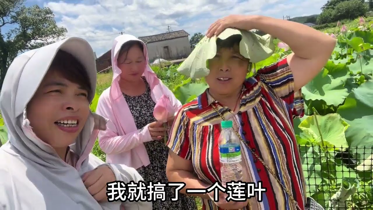 带大姐去参观二花的花田农场，大姐采莲花好开心😃