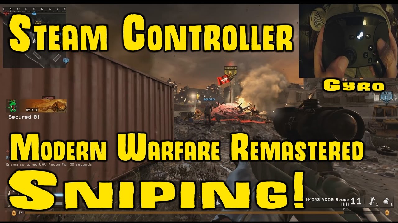 Steam Controller Gyro Modern Warfare Remastered Sniping/Acog Gameplay