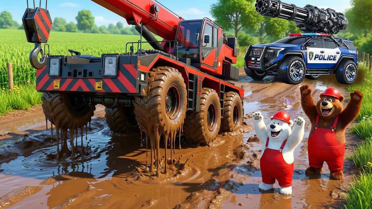 Mud Rescue: Can This Crane Escape? 🚜😱 | Funny Beast Garage Animation