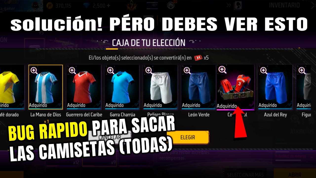 BUG ya SALIO CAJA ELECCI&Oacute;N GRATIS CAMISETAS del MUNDIAL 2026 FF LATAM FUTBOL ERROR EVENTO RECLAMAR
