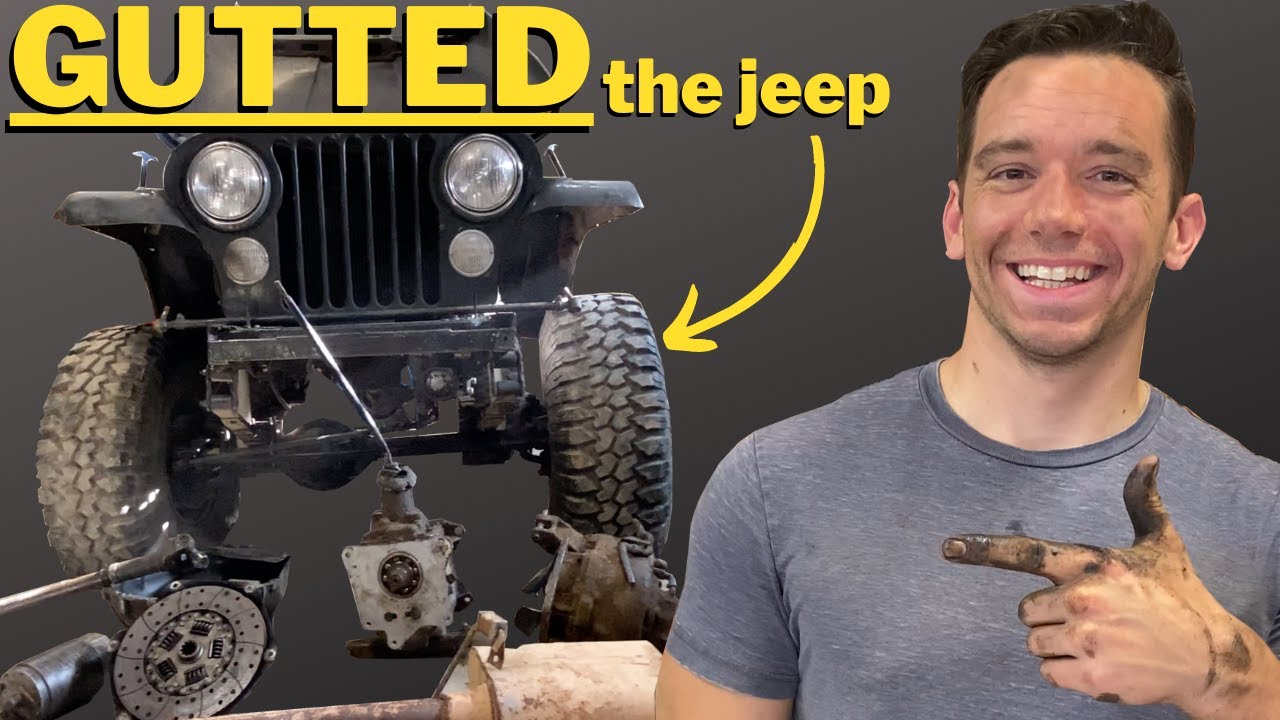 We RIPPED out the transmission, transfer case, and gas tank! - Jeep CJ5 rebuild series part 2
