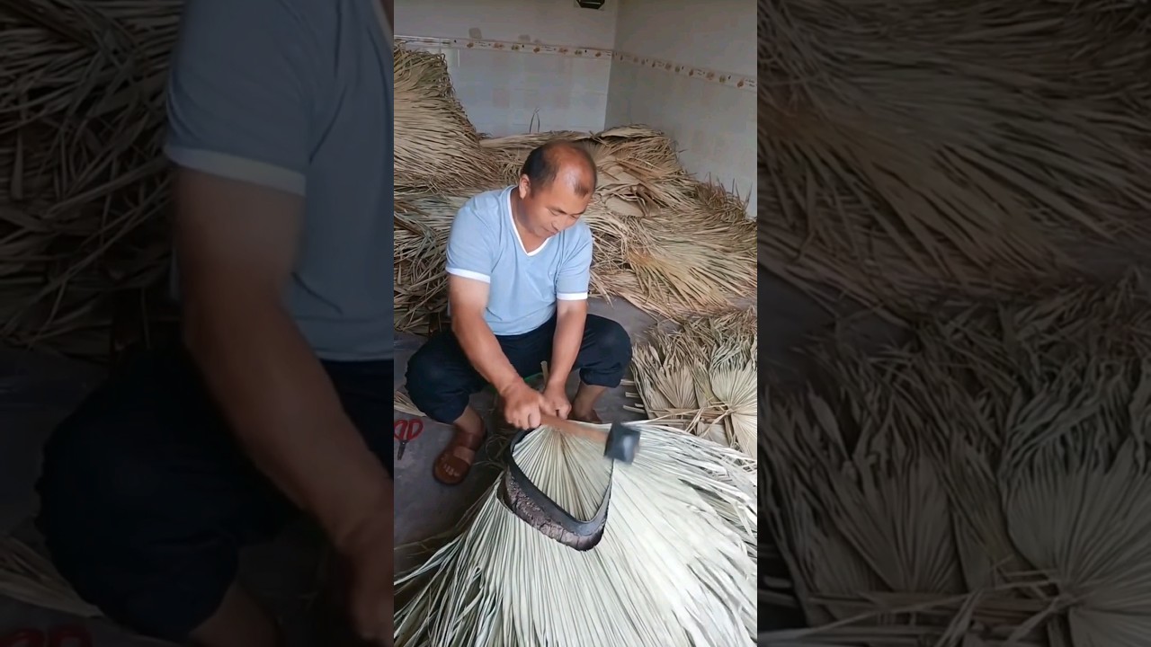 Hand Made  Palm Leaf Fan 💯  Natural  #satisfying #shot