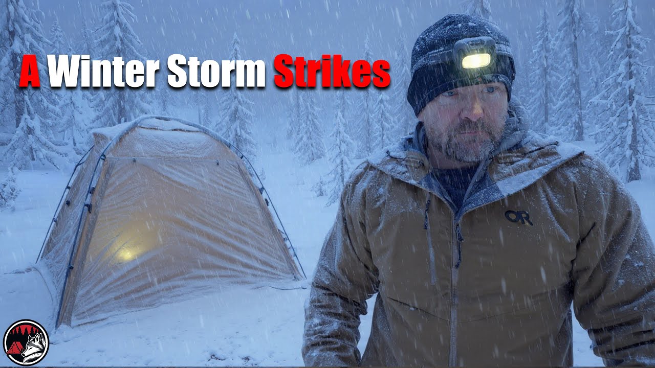 Storm Camp in a Bunker Hot Tent - Isolated in Heavy Snow