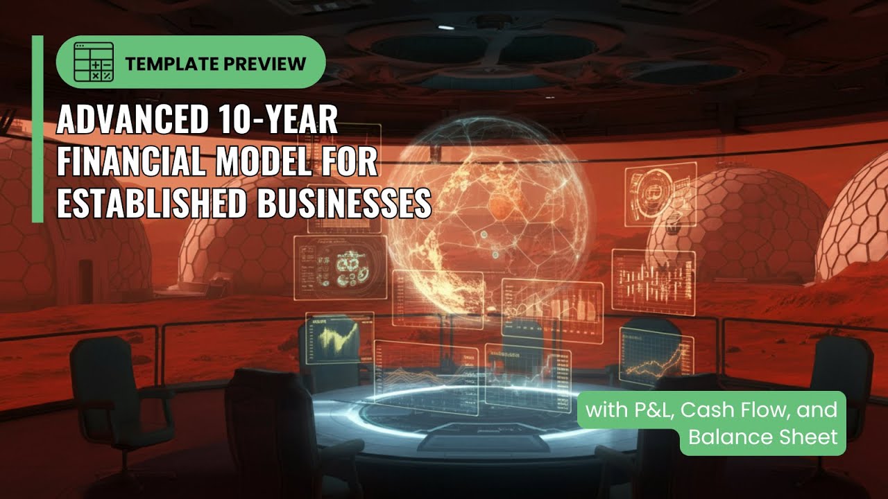 Advanced 10-Year Financial Model for Established Businesses with P&L, Cash Flow, and Balance Sheet