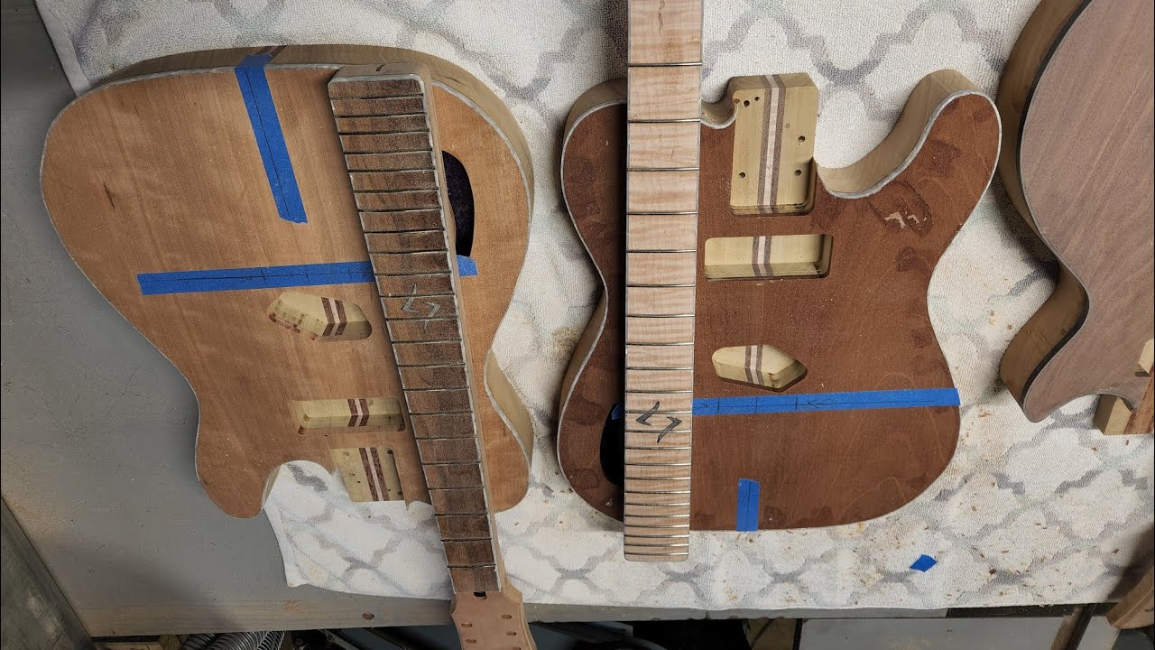 Align and drill solid body bolt on guitar necks