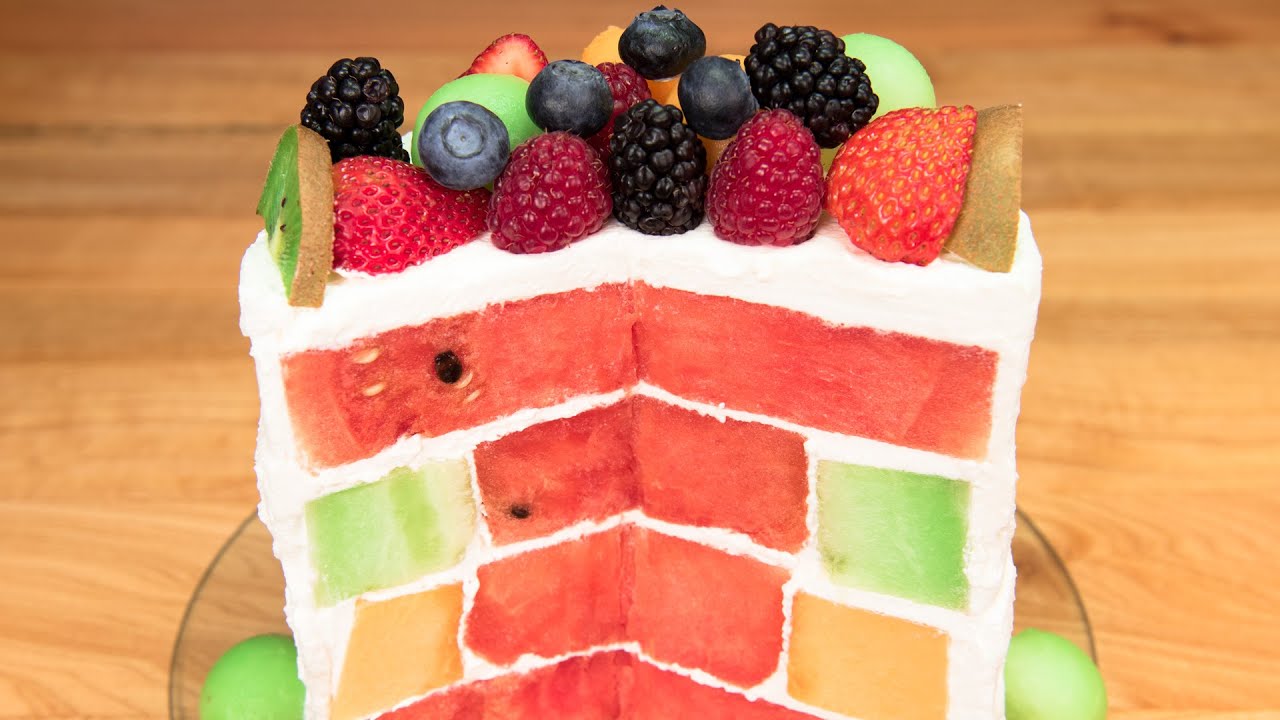 Triple Melon Cake (Watermelon Cake, Honeydew Cake, Cantaloupe Cake) - No Bake