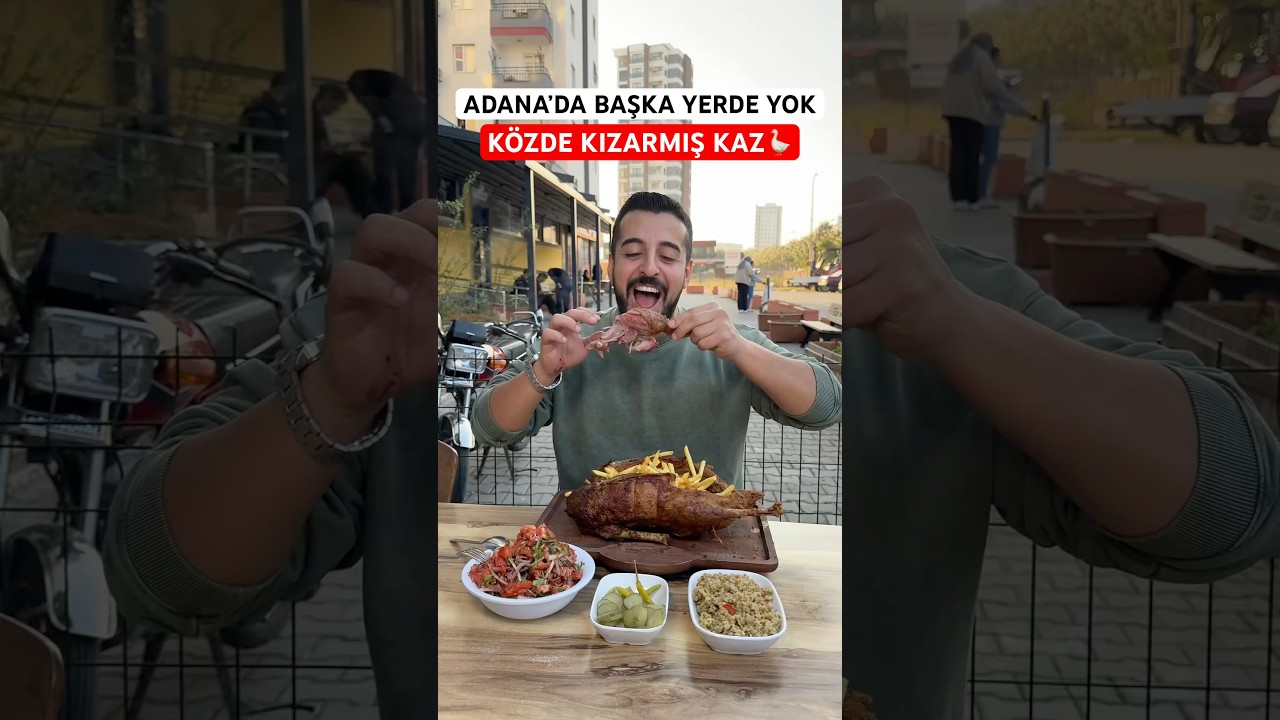 Adana&rsquo;da tek k&ouml;zde kızarmış kaz🪿 #yemeustasi #adana