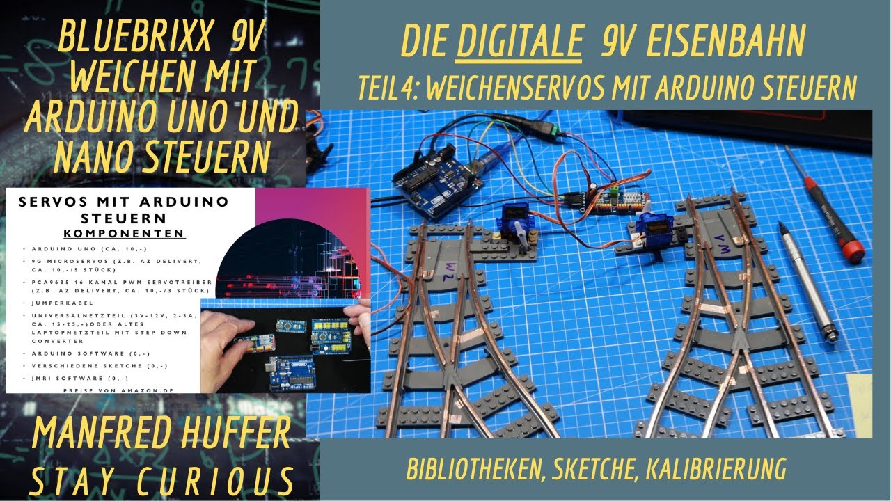 Digitale 9V Eisenbahn Teil 4: Weichenservos mit Arduino steuern