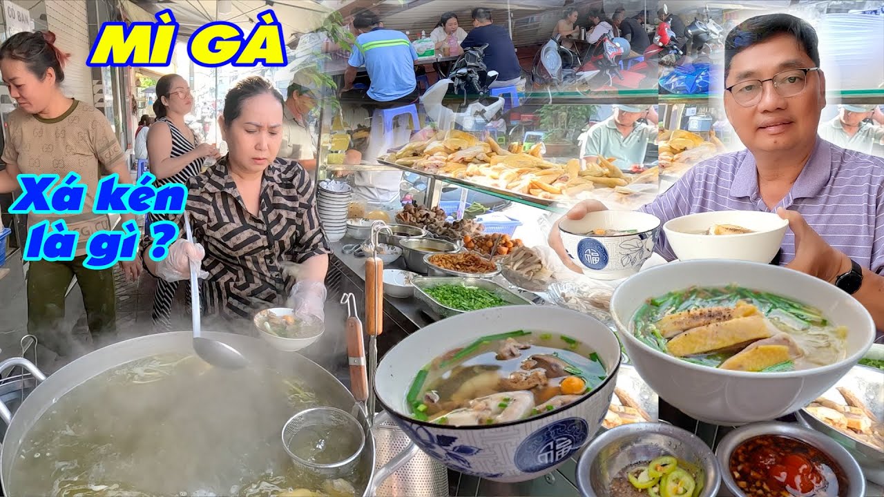 Tiệm mì gà vỉa hè bán chưa lâu mà khách ngồi tràn bờ đê, tô mì gà béo ngậy thơm phức