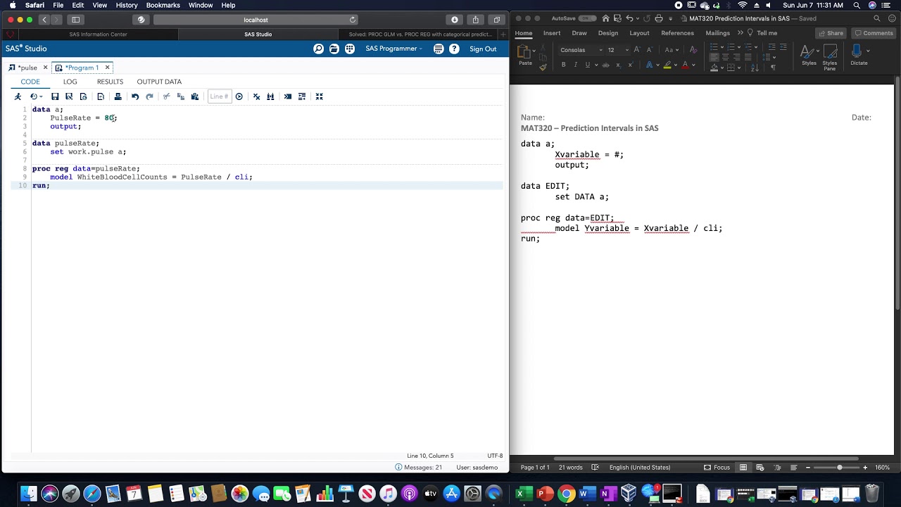 Predictions and Prediction Interval in SAS